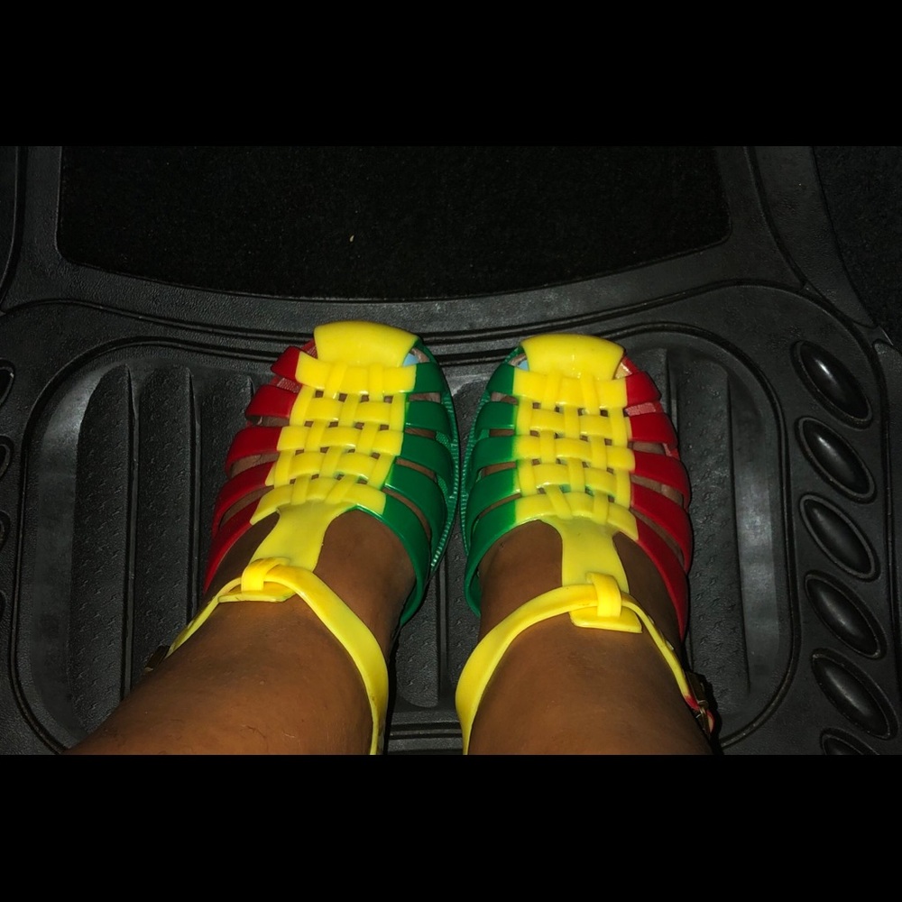 Rasta colour jelly sandals